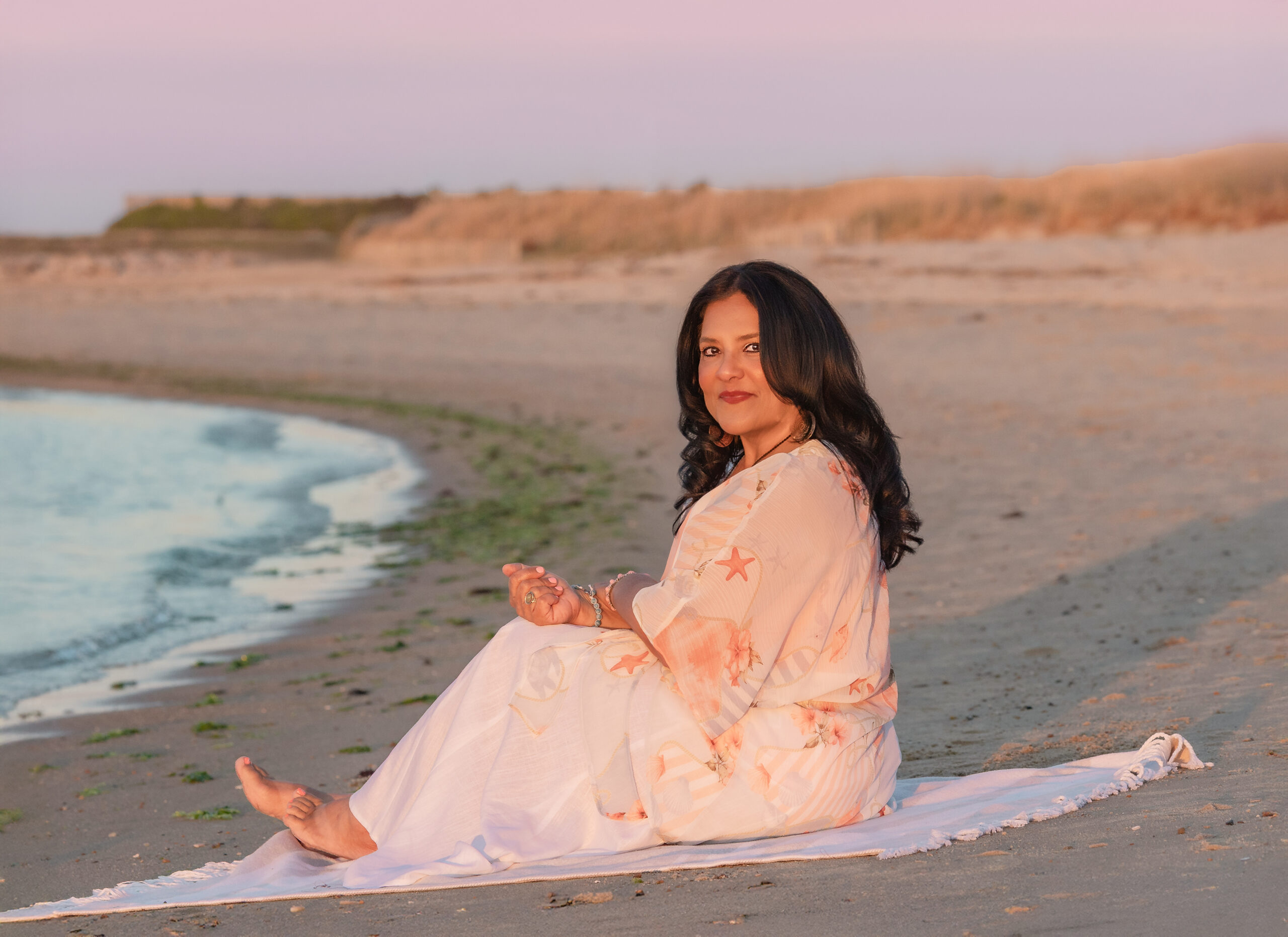 Cynthia on the beach for Light Body Holistic
